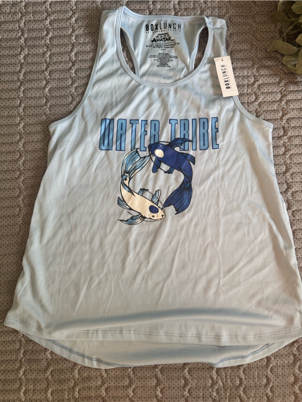 BoxLunch unisex Light Blue 'Water Tribe' Koi Graphic One-Piece